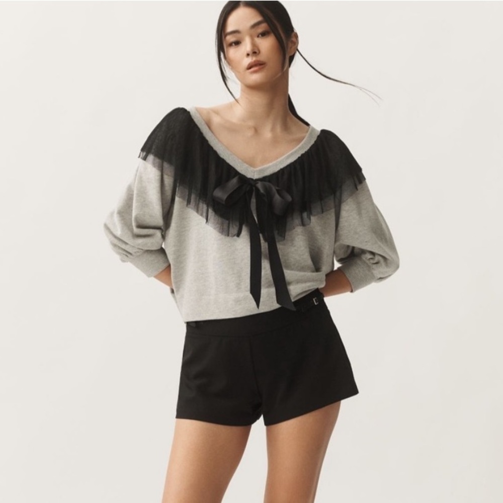NWT Anthropologie Maeve Ruffle V-neck Sweater